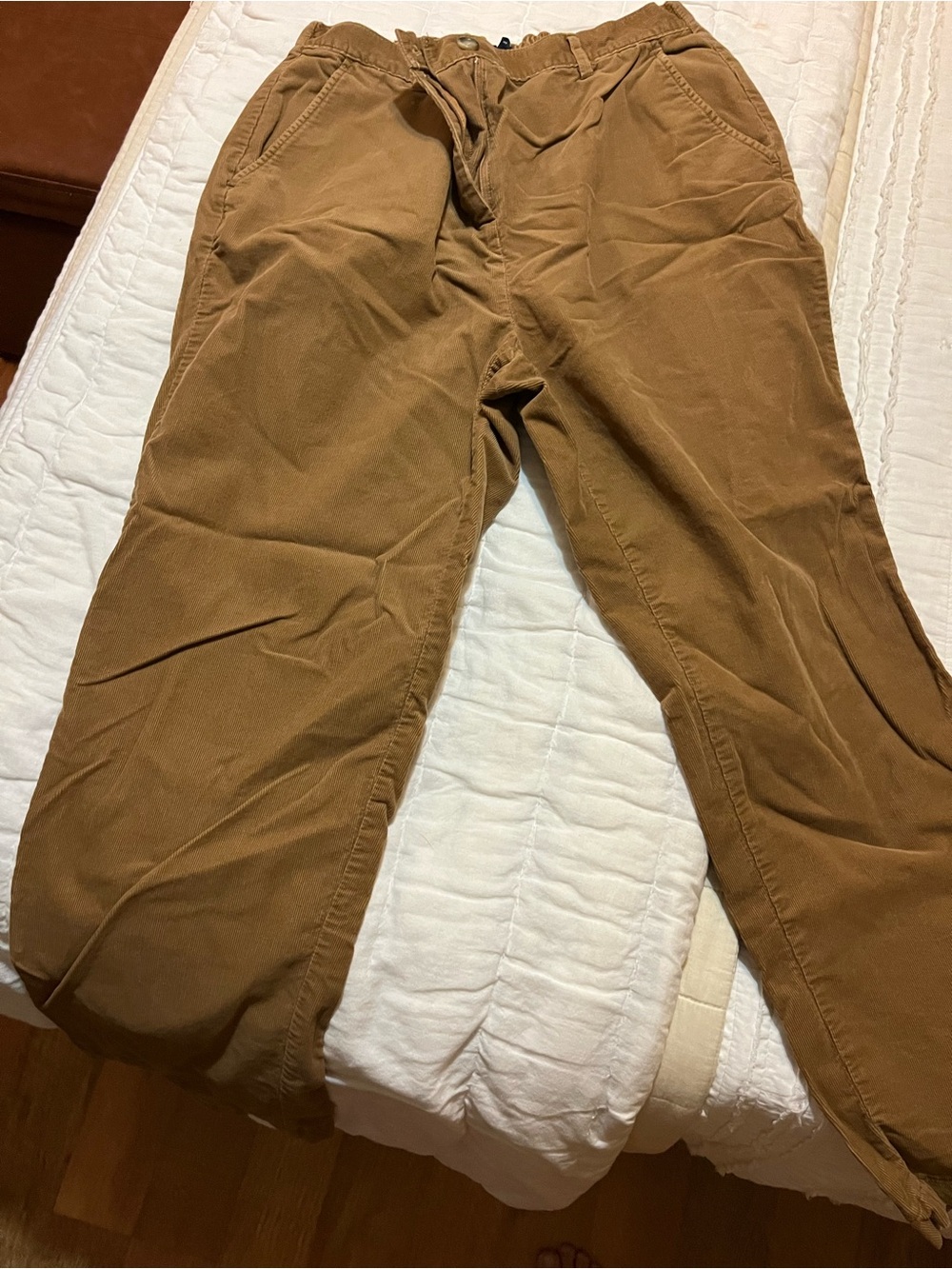 Lands' End Women's Corduroy Trousers in Camel Brown